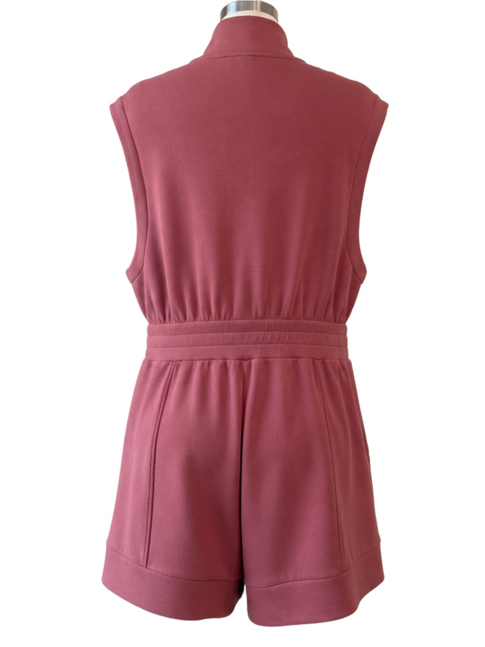 Varley Linvale Playsuit Romper Zip-Front Top Size Large Doublesoft Rose Rosewood - Picture 2 of 15